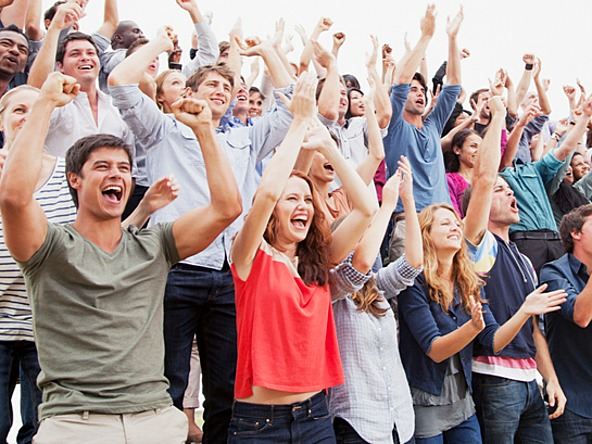 Crowd of fans at a sporting event